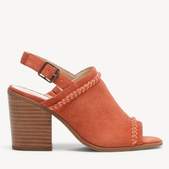 New Sole Society Ceana Tan Suede Leather Slingback Peep-Toe Mules orange 5.5 - Picture 4 of 5